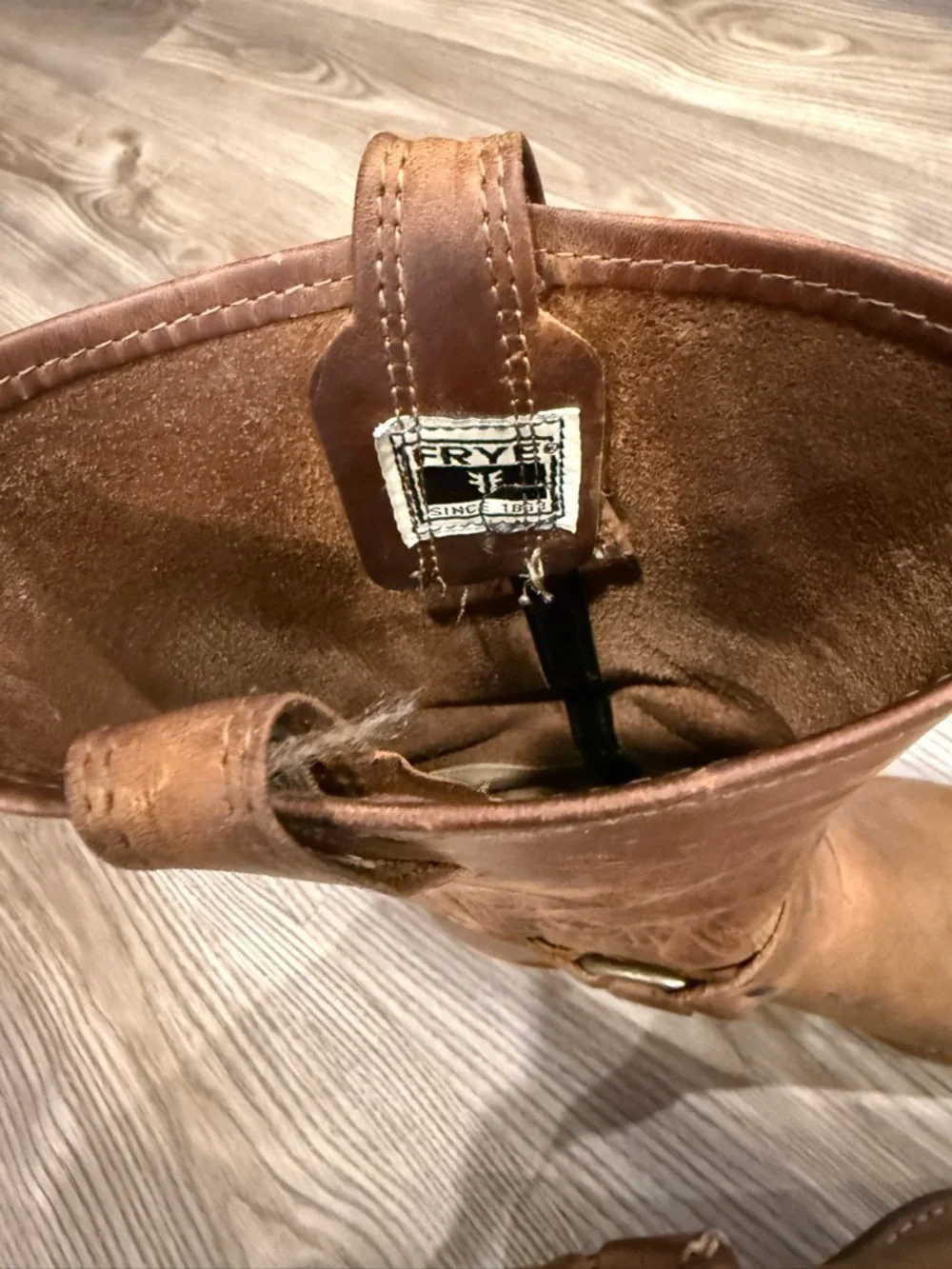 Frye 12r Brown Leather Harness Cowboy Boots - Picture 3 of 9
